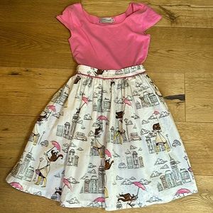 Pink top with cotton bottom print tie around the waist size 12